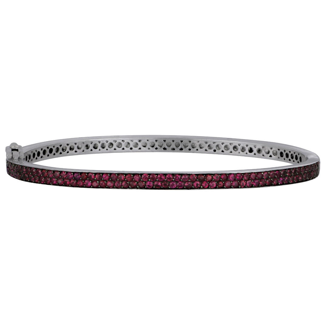 18k White Gold 2ROW PAVE RUBY Bangle RU=1.59TW BR