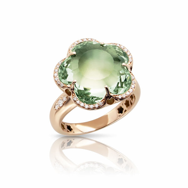 Pasquale Bruni 18 Karat Rose Gold Bon Ton Prasiolite and Diamond Ring Size 6, Dias=0.15tw