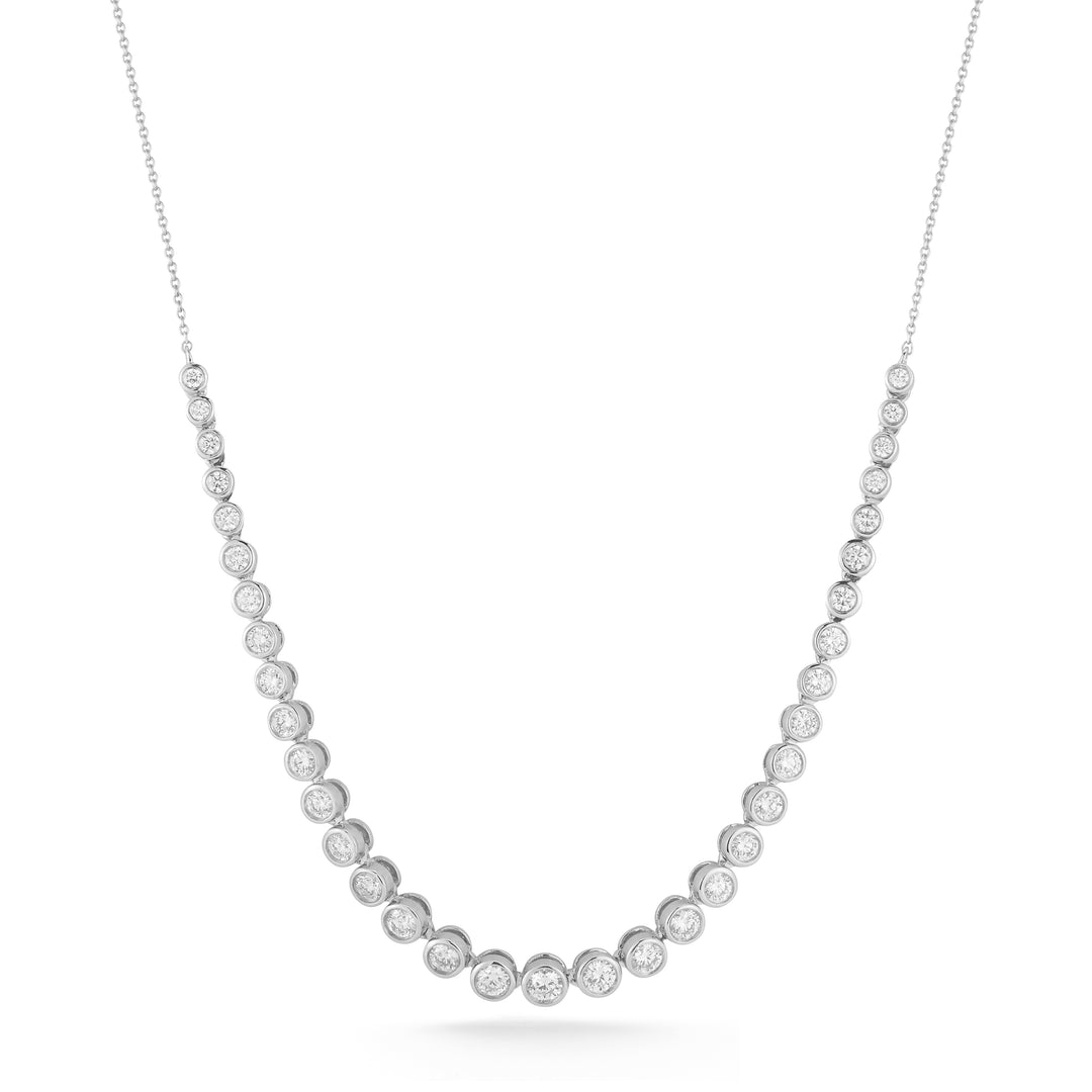 Dana Rebecca 14K White Gold Lulu Jack Graduating Diamond Bezel Line Necklace 16-18"