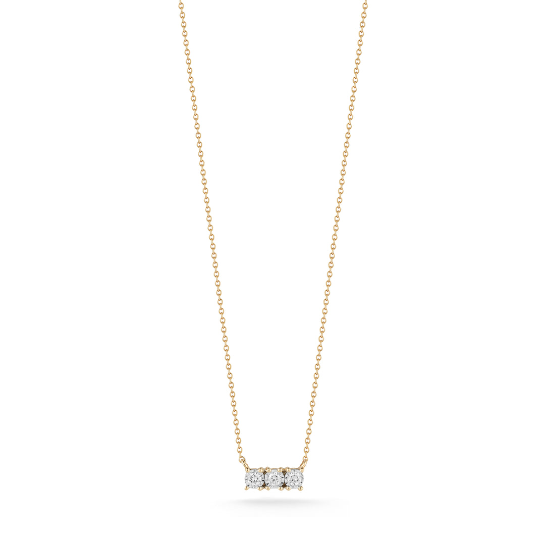 Dana Rebecca 14K Yellow Gold 3-Diamond Bar Necklace 16-18"
