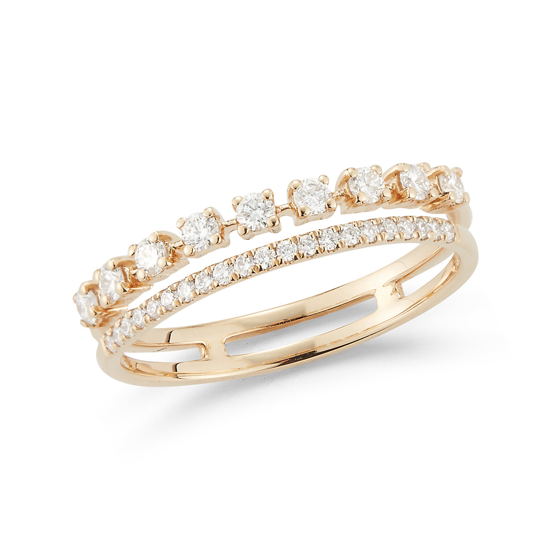 Dana Rebecca 14K Yellow Gold Ava Bea Double Row Ring, Size 6