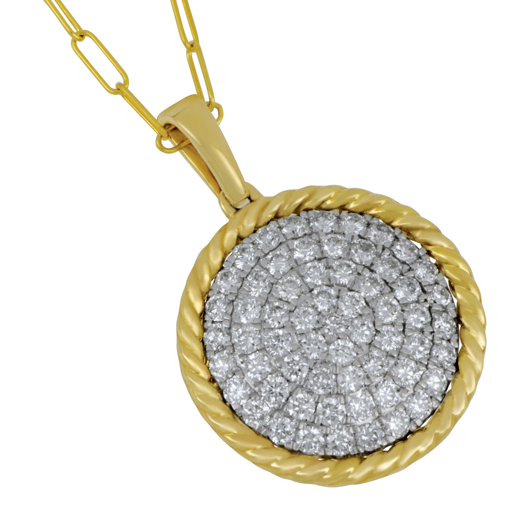 14k Yellow Gold Twist Frame Pave' Circle 61D=1.00TW GH/VS-SI NK 16" length
