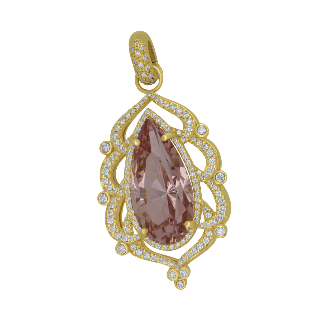 Erica Courtney 18k Yellow Gold Morganite Charm Pendant (PR MORG=19.07TW 167D=1.12TW CHARM PEND)