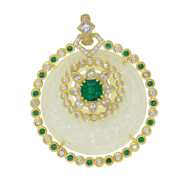 Erica Courtney 18k Yellow Gold CARV ICYJADE EM=.47TW 79D=1.85TW Pendant