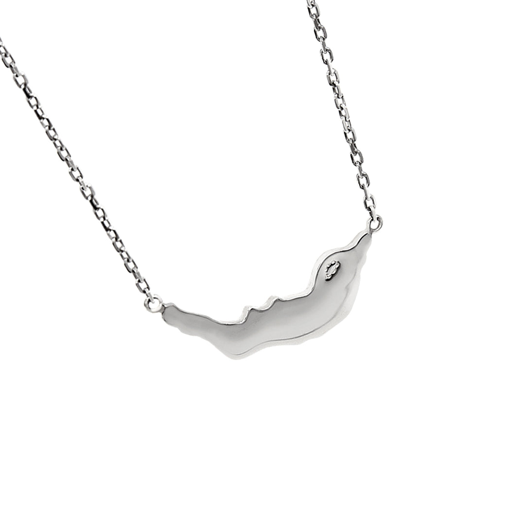 Sterling Silver East/West Medium Sanibel Map Necklace 17"