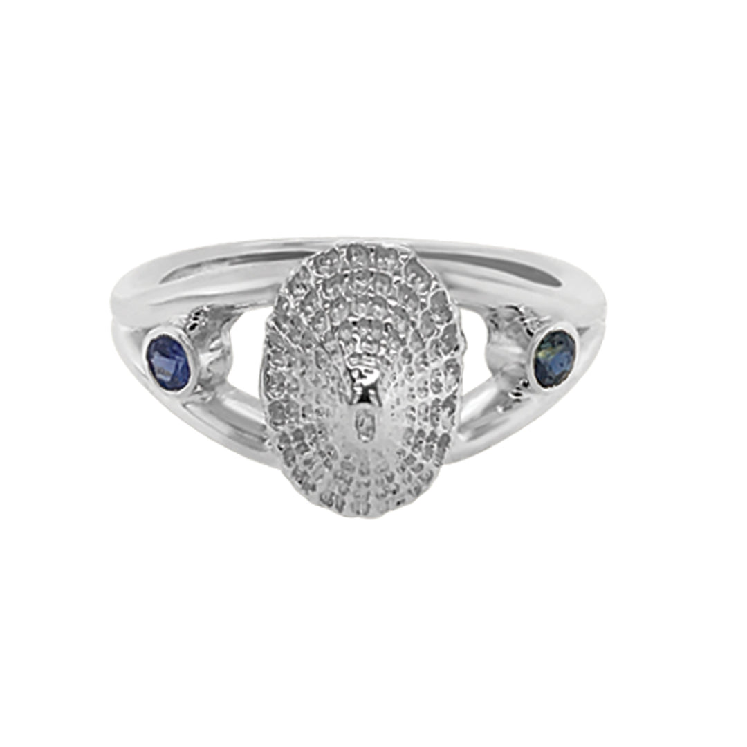 09 September "Birthshell" Sterling Silver Ring: The Limpet Shell with Sapphires