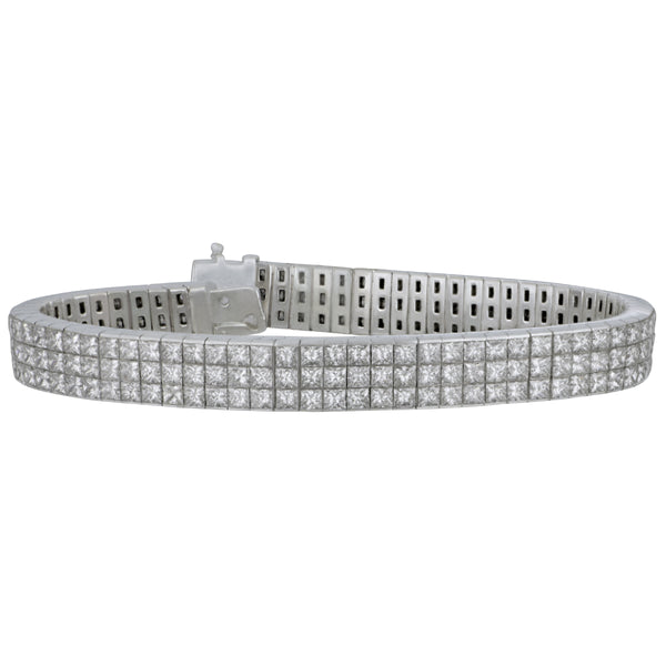 18k White Gold 3 Row Invisibly set Quad Bracelet D= 16.18tw gh/si br 7"