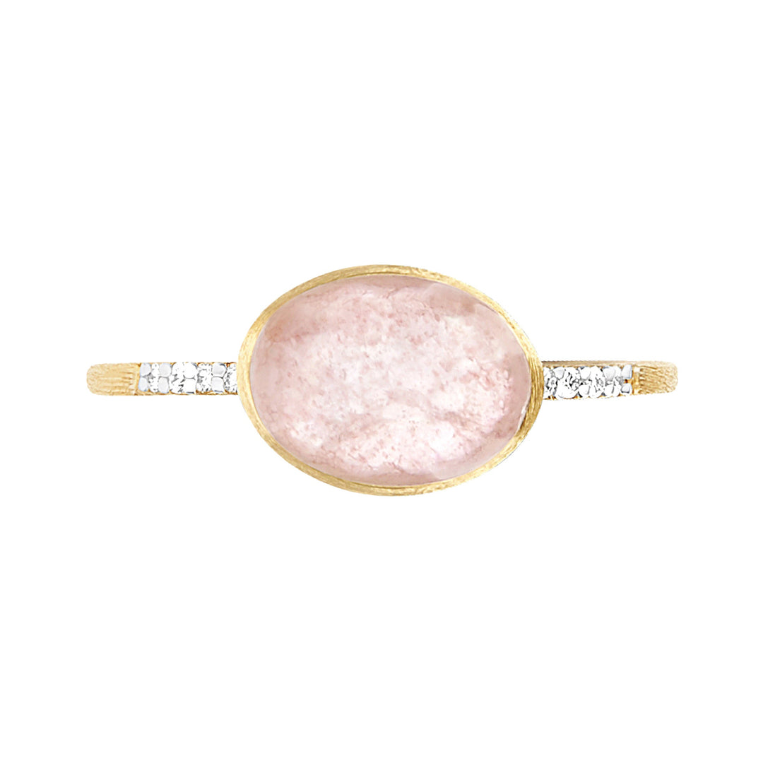 18k Yellow Gold boule and triplet of rock, crystal, strawberry quartz and mother of pearl ring (D=0.05) (Strawberry quartz TW=1.75 CT)