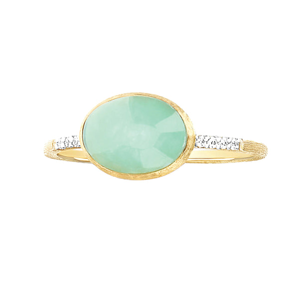 18k Yellow Gold boule and doublet of rock crystal and jadeite ring (D=0.12 CT) (Jadeite TW=4CT)