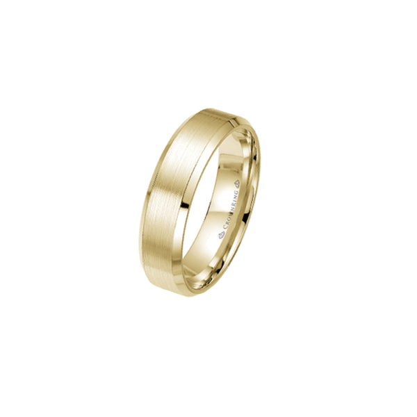14k White Gold 7mm Brushed with High Shine edge wedding band