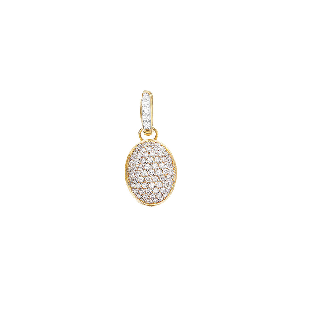 18k Yellow gold boule charm with pave' diamonds (charm size=8mm x18mm) (D=0.26)