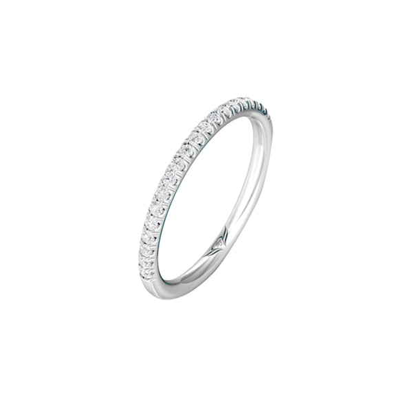 FlyerFit Micropave 14K White Gold Wedding Band H-I SI2