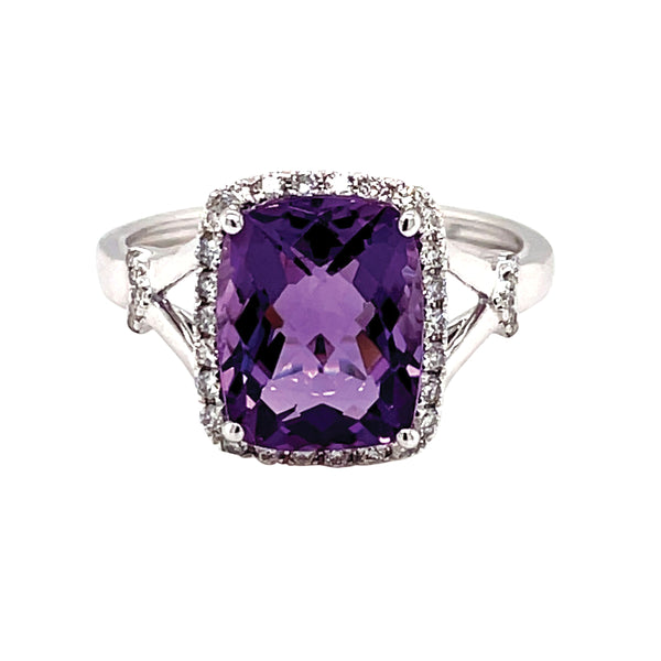 14k yellow gold
36 diamonds = 0.21ct.
1 amethyst = 3.00cts