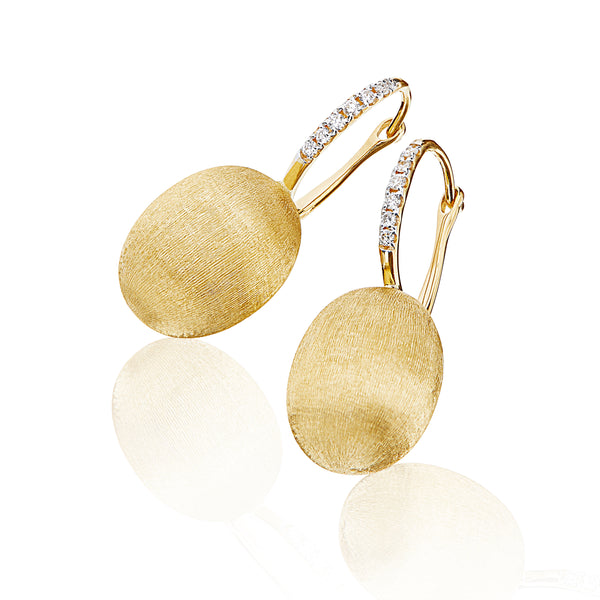 Nanis 18k Yellow Gold Large Ball Drop Earrings, Dias=.16tw G/VS