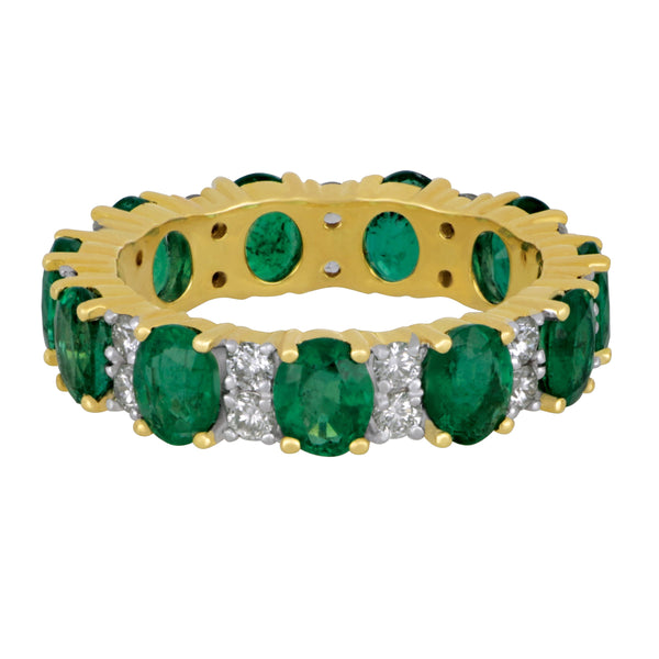 14k Yellow Gold Eternity Emerald Ring (11-OVAL EM=3.86TW 22D=.73TW) Size 7