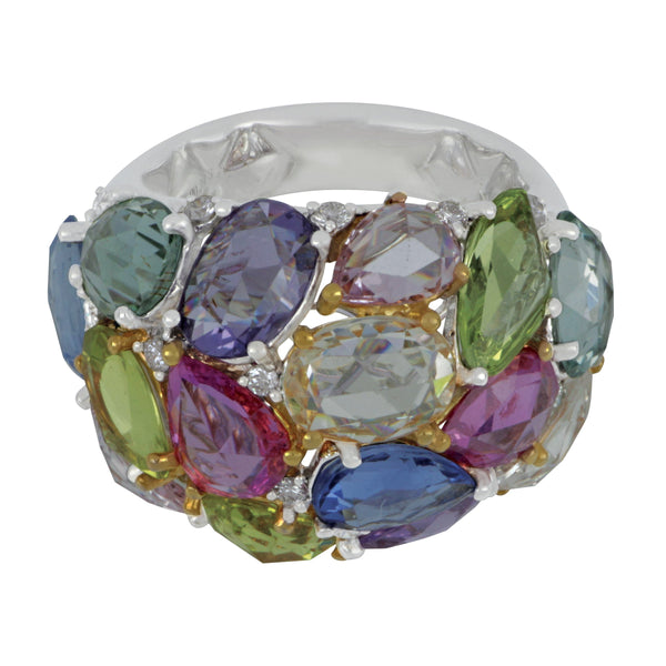 Jye's 18k White Gold Oval Sapphire Ring (OV & PS SAPHS= 14.49TW D=1.73 TW RG) Size 6.5