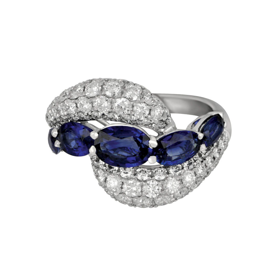 18k White Gold Sapphire and Diamond Ring Size 6, Sap=2.28tw, Dias=1.83tw GH/SI