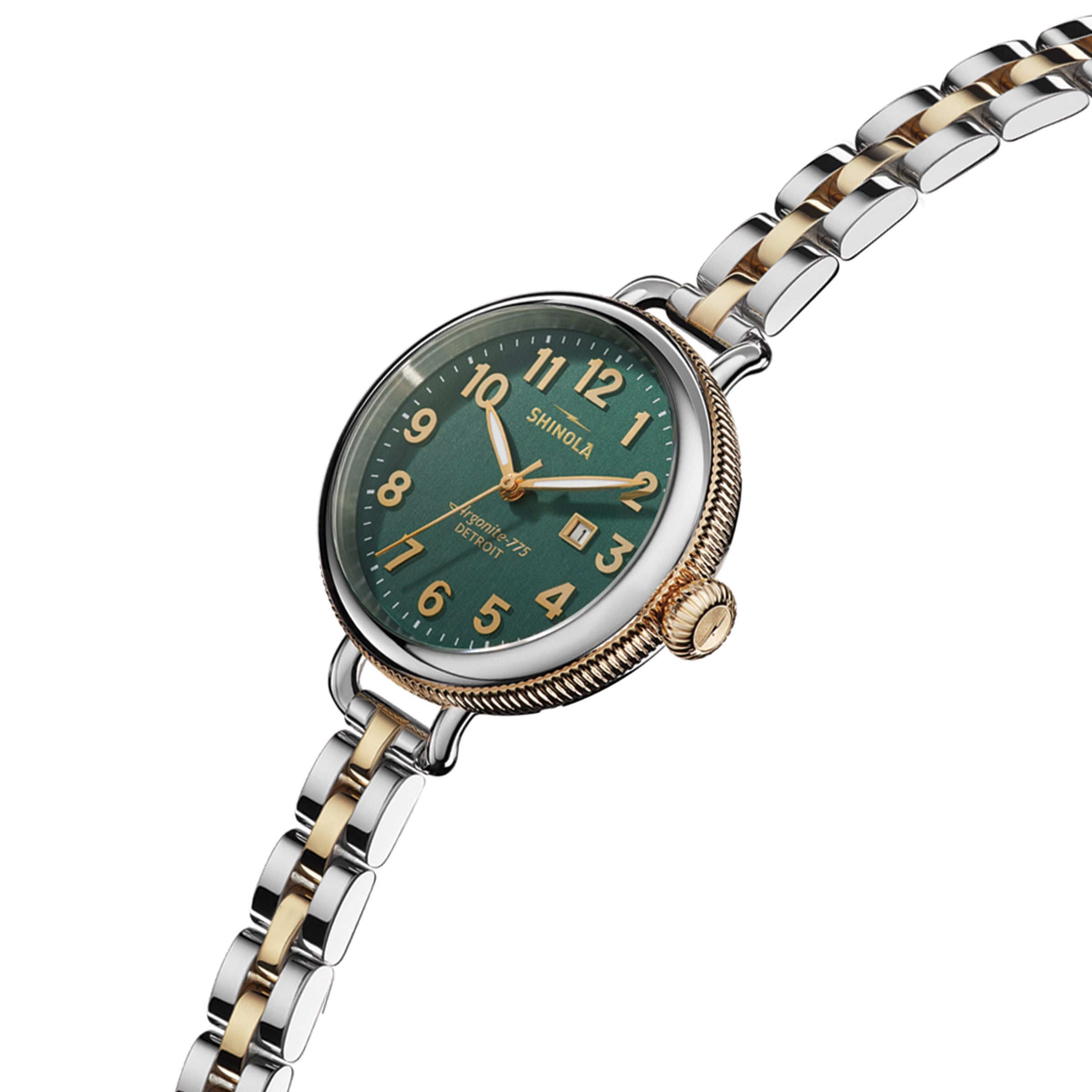 34mm Shinola Ladies Birdie watch with Deep Teal Dial and Two-Tone