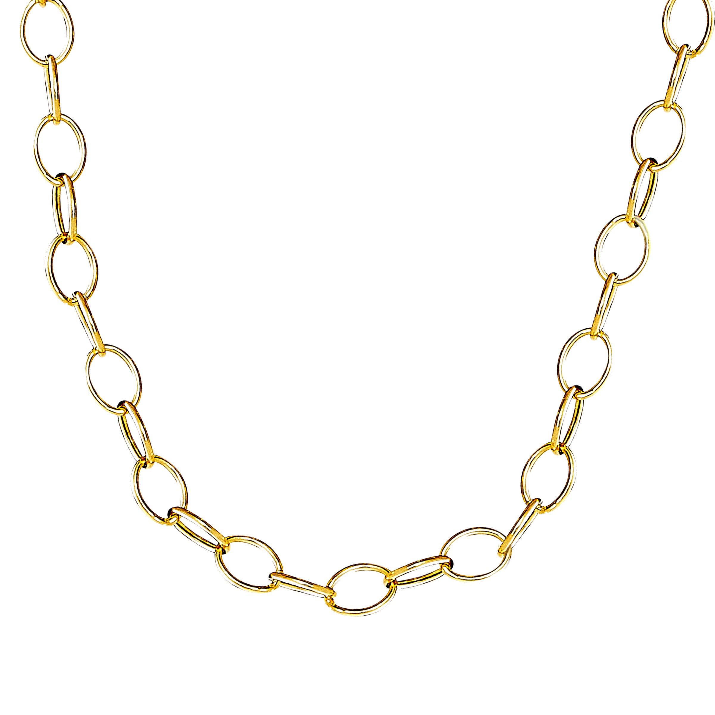 SYNA 18K Yellow Gold 4.75mm Oval Link Chain with Lobster Clasp, 30