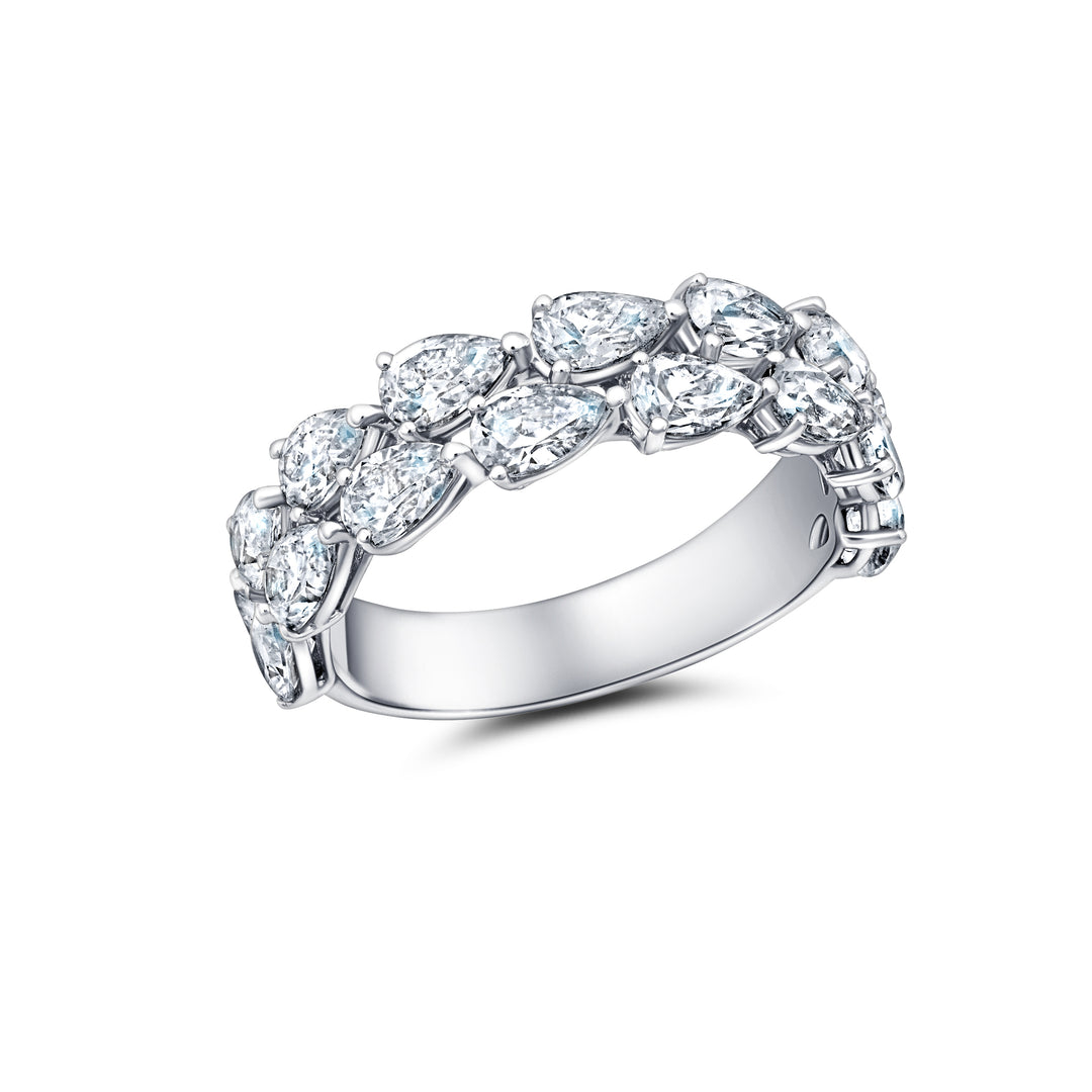 18k White Gold 2 Row Pear Shape Band