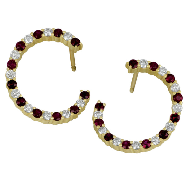 14k Yellow Gold Ruby Earrings (22RU=0.70TW & DIA 20D=0.47TW GH/SI)