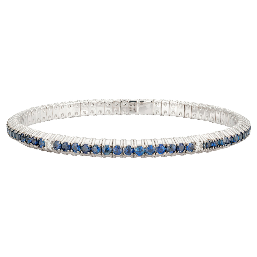 Zydo Blue Sapphire Stretch Bracelet with Diamonds