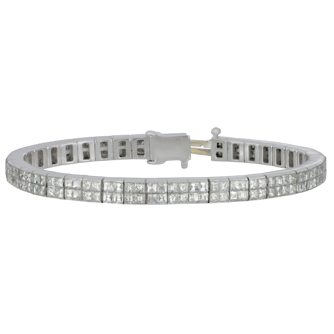 18k White Gold 2-ROW 4BLZ 4QUAD LZD=3.94TW QD= 3.94tw gh/si br 7"