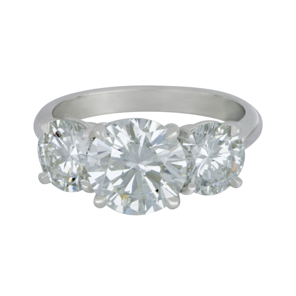 Platinum 3-Stone Diamond Ring D=4.46TW W/GIA CERTS ON ALL RG SZ 6.5