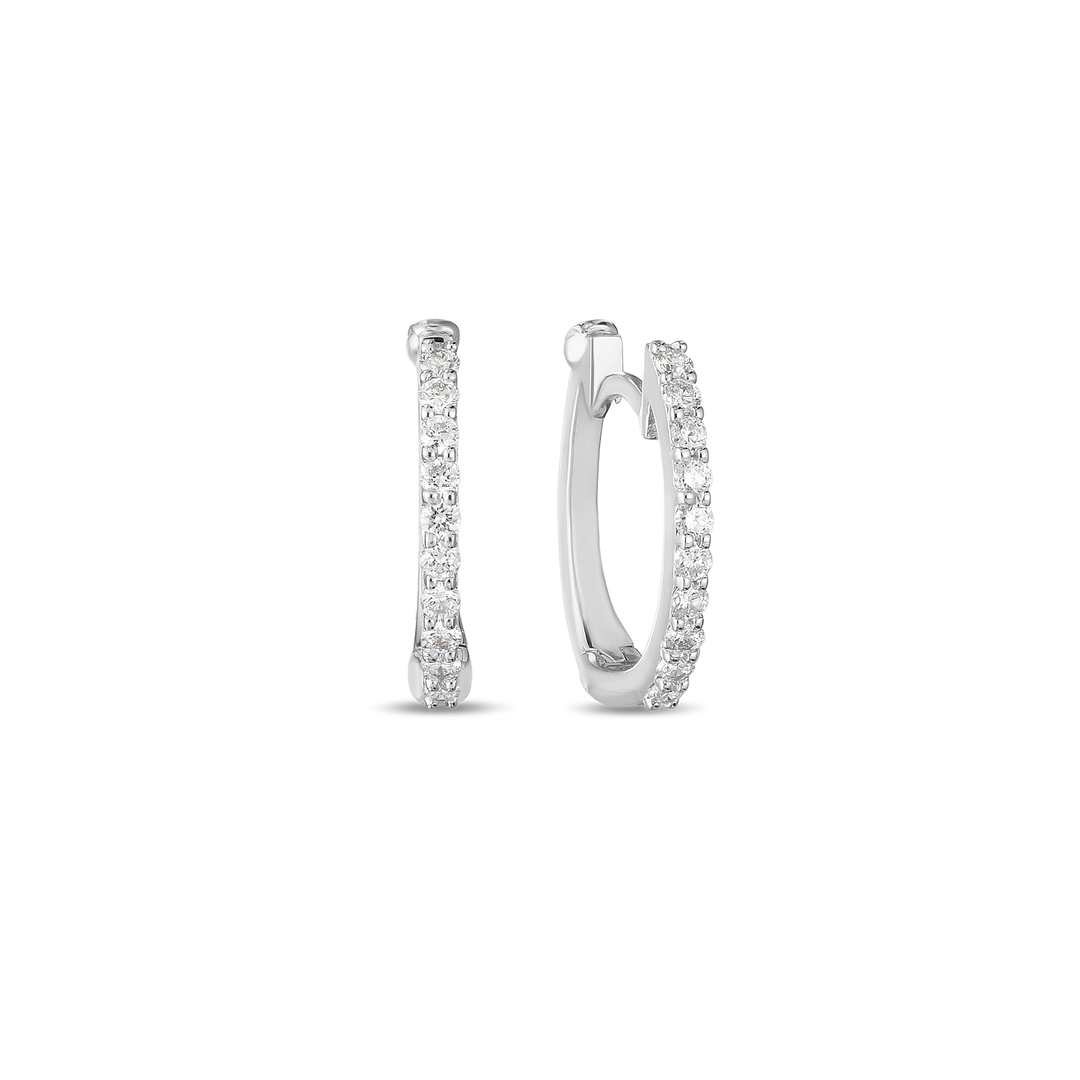 Roberto Coin 18k White Gold 10mm Diamond Hinged Huggie Earrings (D=.20)