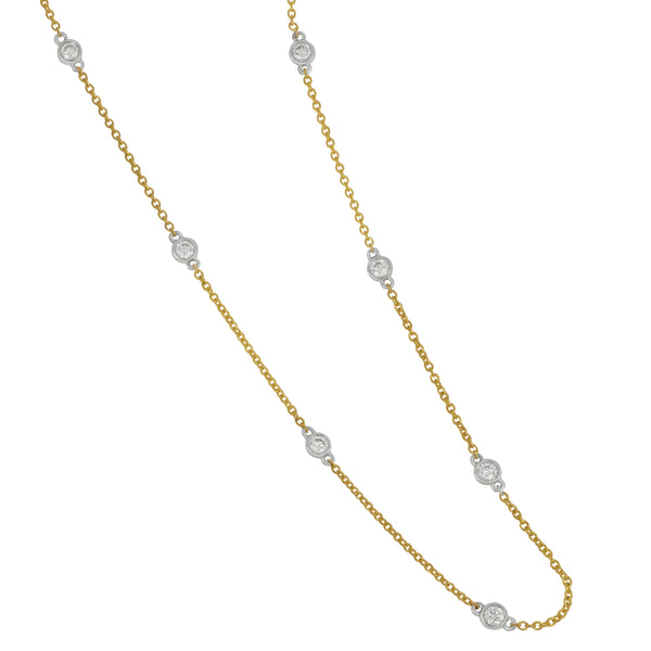 14k Yellow and White Gold Diamonds by the Yard Necklace 20" Adjustable, D=0.53tw
