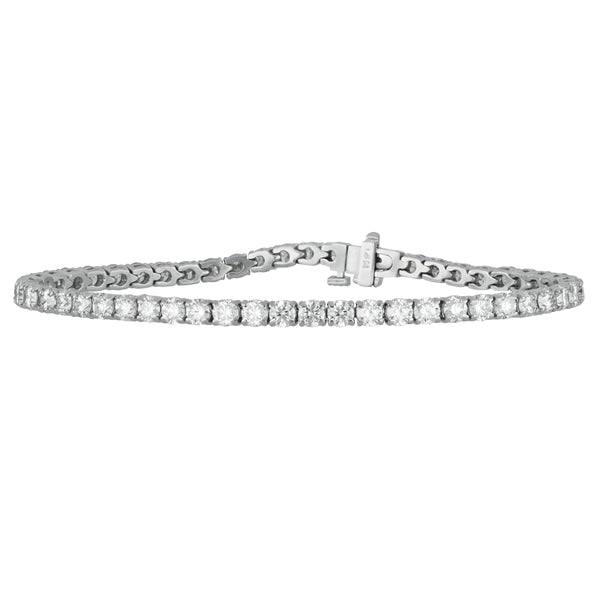 14k White Gold Four-Prong Diamond Line Bracelet, D=6.35tw