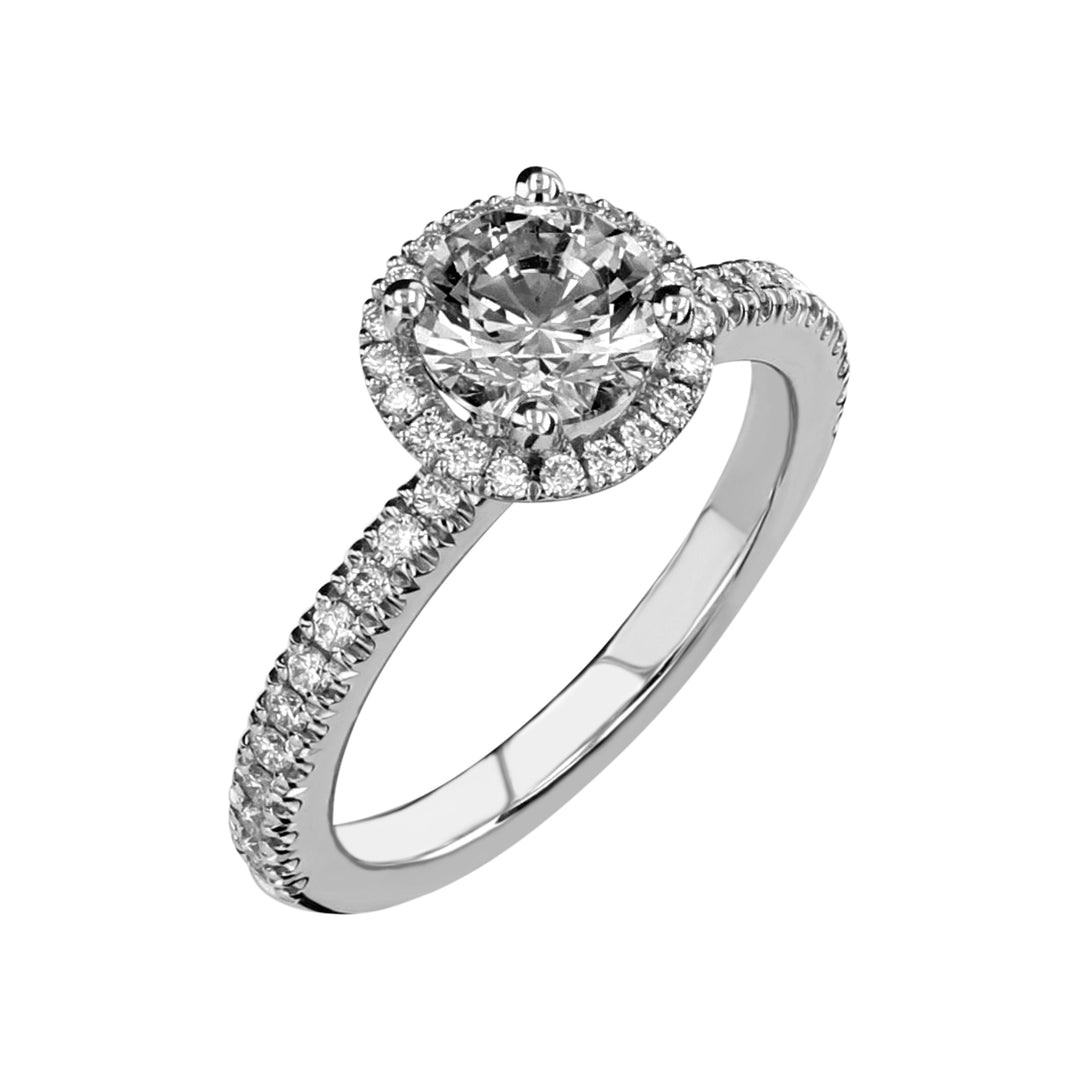 18k White Gold Majesty Engagement Semi-Mount Ring for a 1ct Center