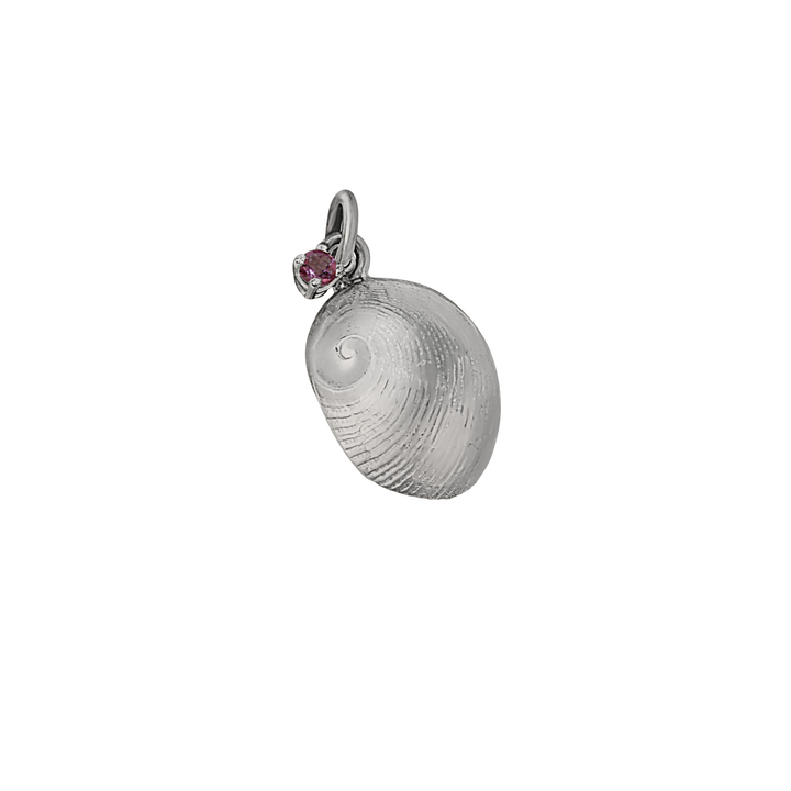October "Birthshell" Sterling Silver Charm: The Baby’s Ear with Pink Tourmaline