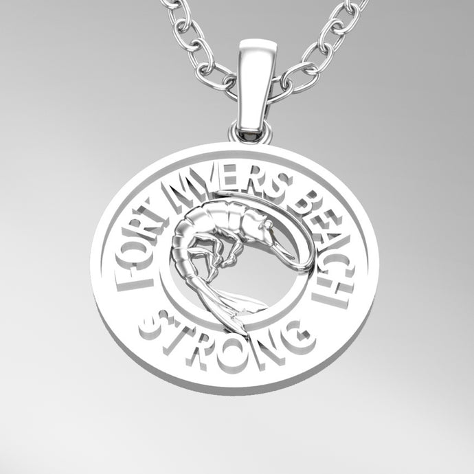 Sterling Silver Fort Myers Beach Strong Pendant with 18” 1.2mm Round Box Chain
