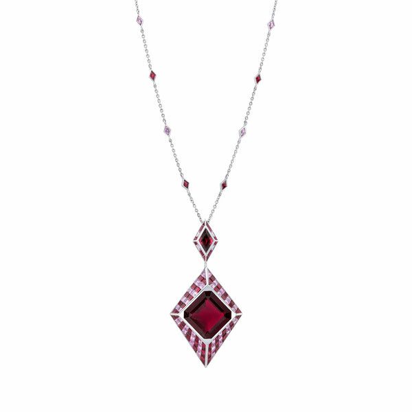 Robert Procop Platinum Rubellite (2.19tw), Ruby (7.57tw) and Pink Sapphire (6.47tw) Masterpiece Nekclace