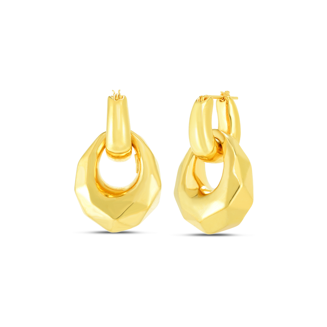 Roberto Coin 18 karat yellow gold Oro Classic faceted door knocker earrings