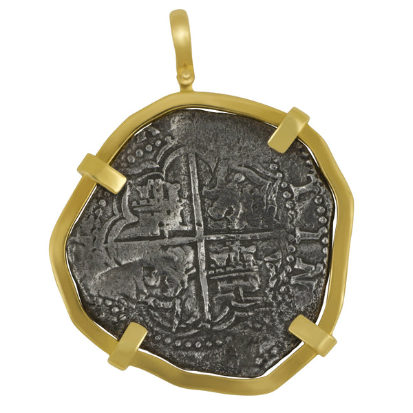 Atocha 8 Reale PH III Grade 1 N/A Assayer Certificed Coin with 14k Yellow Gold Pendant