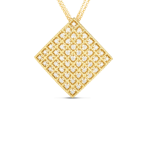 Roberto Coin 18 karat yellow gold 7X7 Large Byzantine Barocco Diamond Pendant 16-18", D=0.85tw