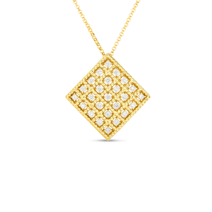 Roberto Coin 18 karat yellow gold 5X5 Medium Byzantine Barocco Diamond Pendant 16-18", D=0.43tw