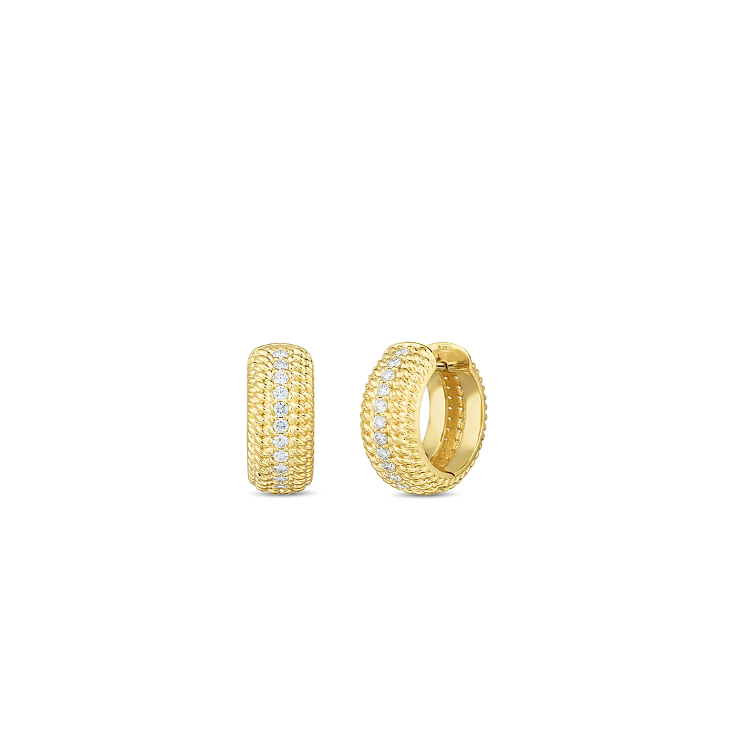 Roberto Coin 18 karat yellow gold Opera Diamond Huggie Earring, D=0.35tw
