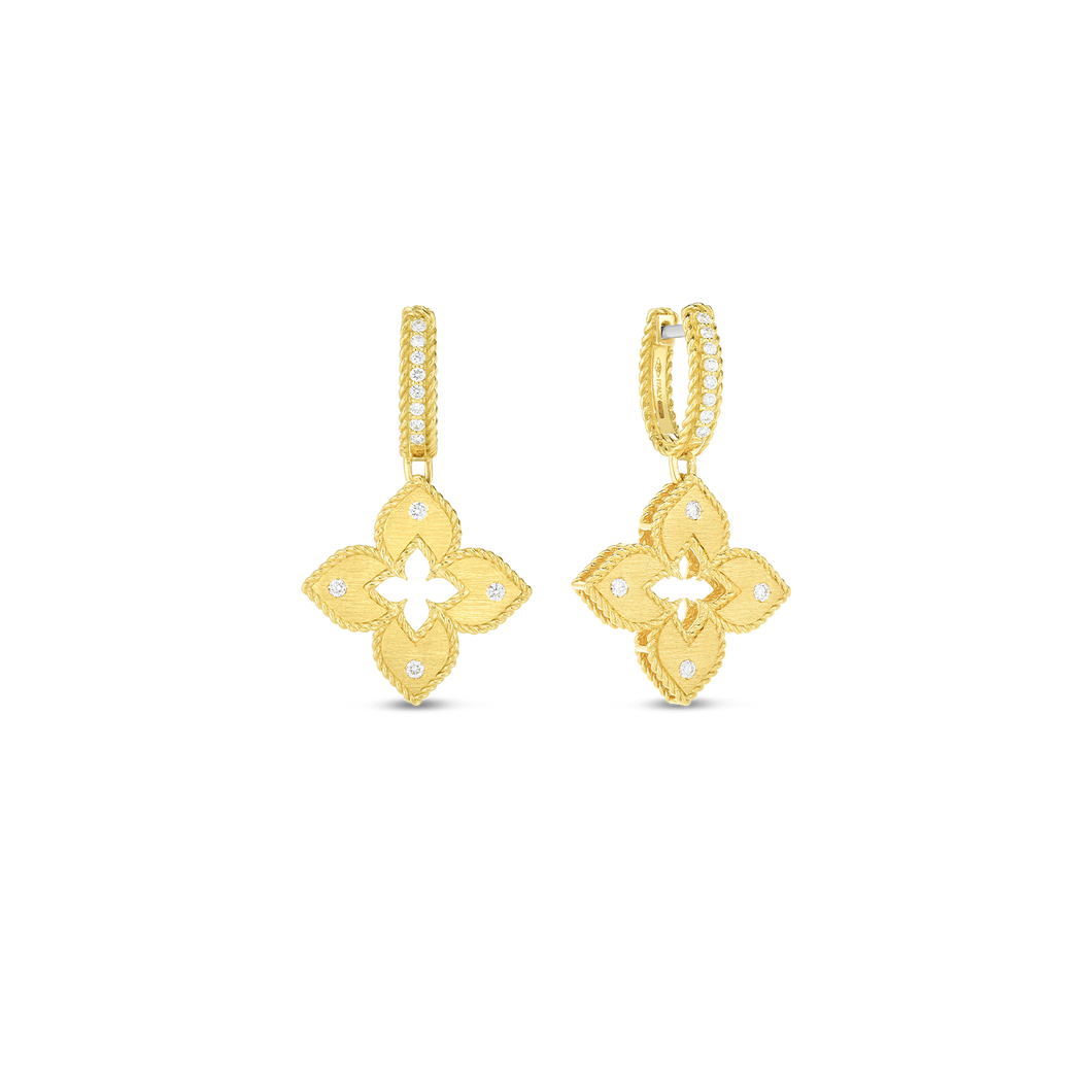 Roberto Coin 18 karat yellow gold Petite Venetian Princes Diamond Drop Earrings, D=0.23tw