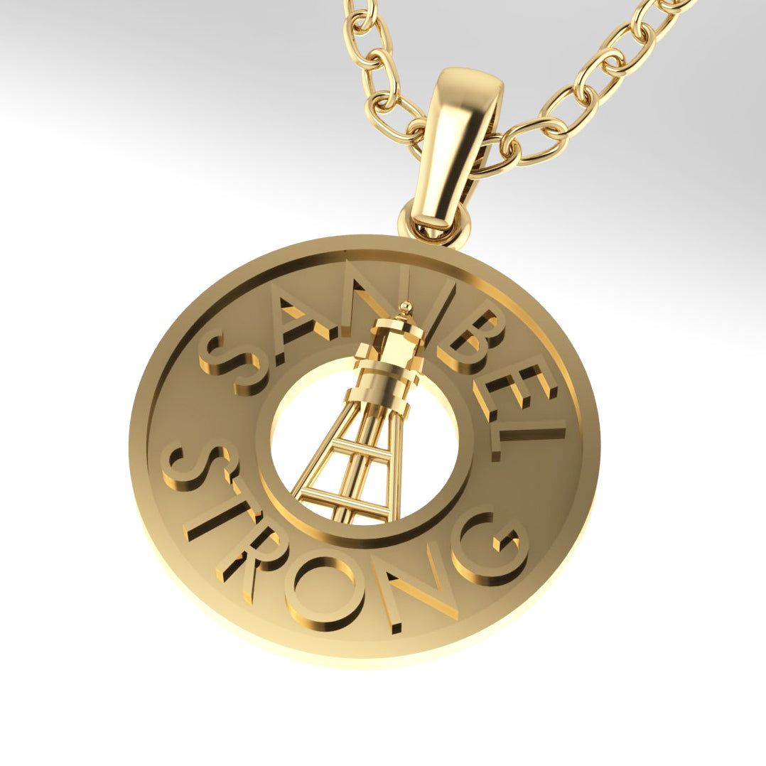 14k Sanibel Strong Pendant with 1.1mm 16/18” Adjustable Diamond Cut Cable Chain