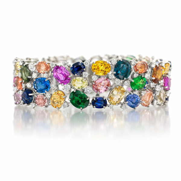 Oscar Heyman Platinum Assorted Color Sapphire Bracelet