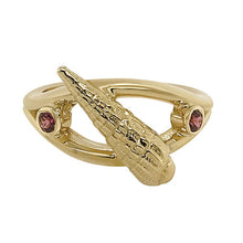 Load image into Gallery viewer, 01 January &quot;Birthshell&quot; 14K Yellow Gold Ring: The Auger Shell with Garnets