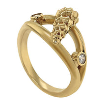 Load image into Gallery viewer, 04 April &quot;Birthshell&quot; 14K Yellow Gold Ring: The Wentletrap with Diamonds