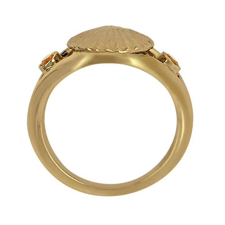 November "Birthshell" 14k Yellow Gold Ring: The Scallop Shell with Citrines