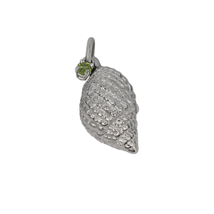 08 August "Birthshell": Sterling Silver Charm: The Nutmeg Shell with Peridot