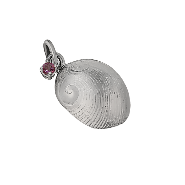 October "Birthshell" Sterling Silver Charm: The Baby’s Ear with Pink Tourmaline