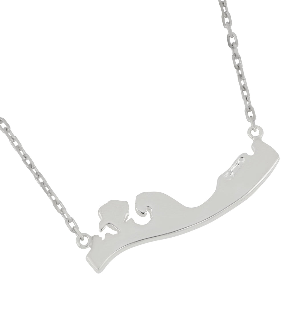 Sterling Silver East/West Medium Captiva Map Necklace 17"