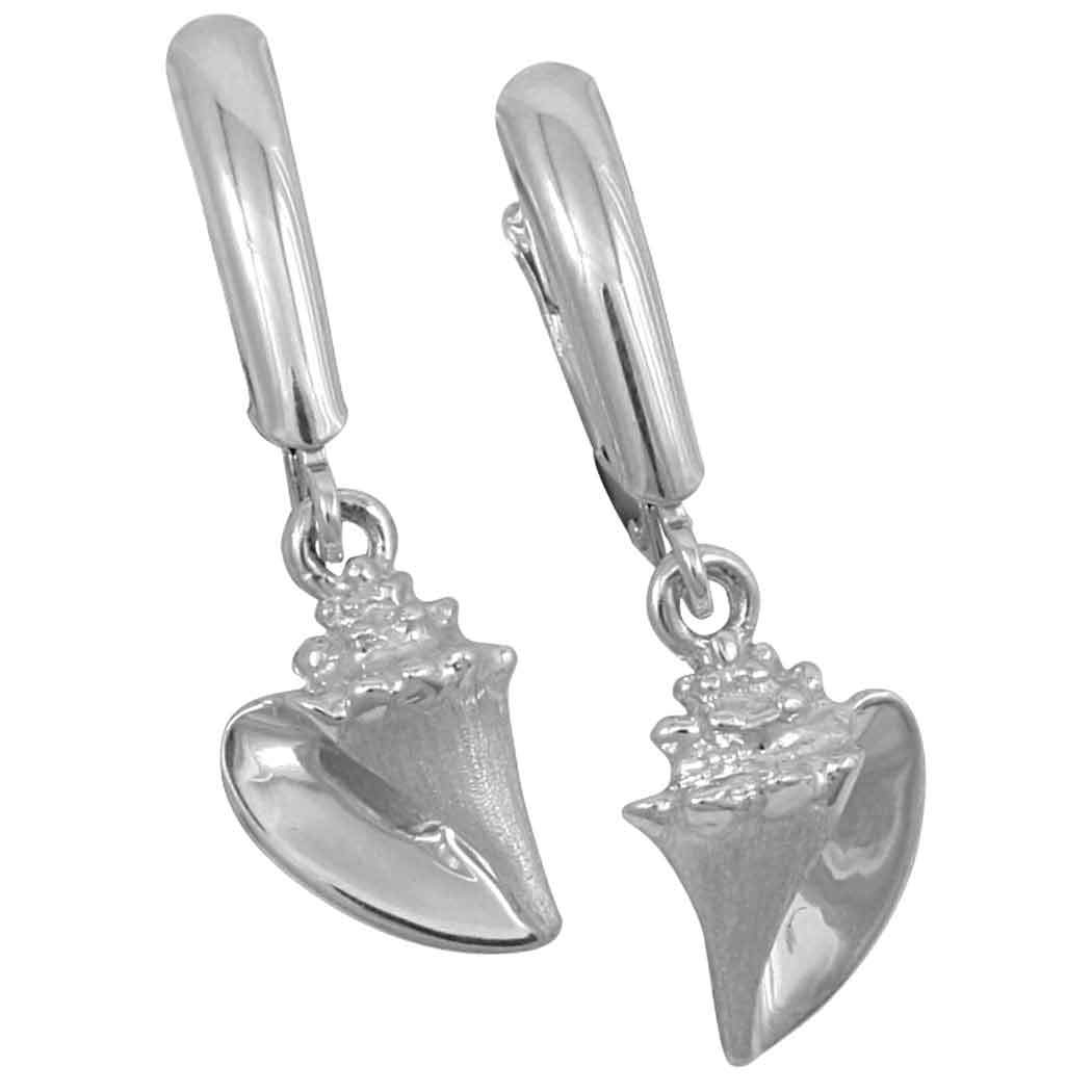 Sterling Silver Small Conch Euro Wire Earrings